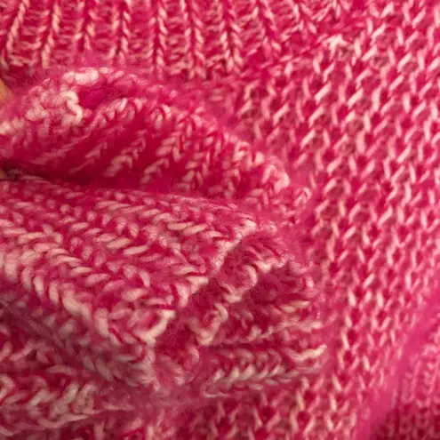 Elodie Sweater Knit Fuzzy Crewneck Eyelash Mid-Weight High Neck Hot Pink White