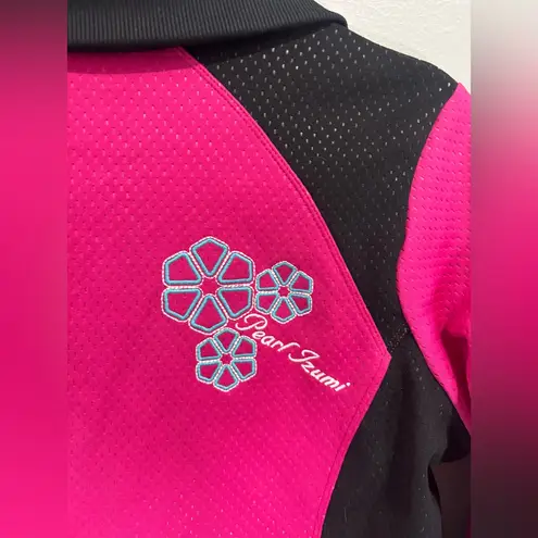 Pearl Izumi Women’s Medium M Pink Black Cycling Bike Jacket 1/4 zip long sleeve