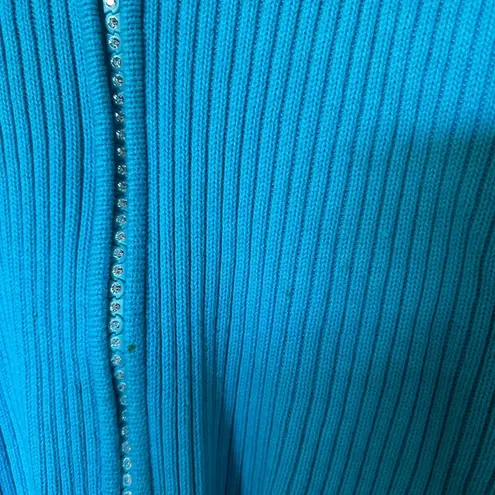 Y2K knit ribbed zip up sweatsuit top Blue Size L