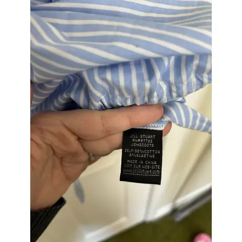 Jill Stuart Off-the-shoulder Cropped Top Size 8 Blue & White Striped Preppy