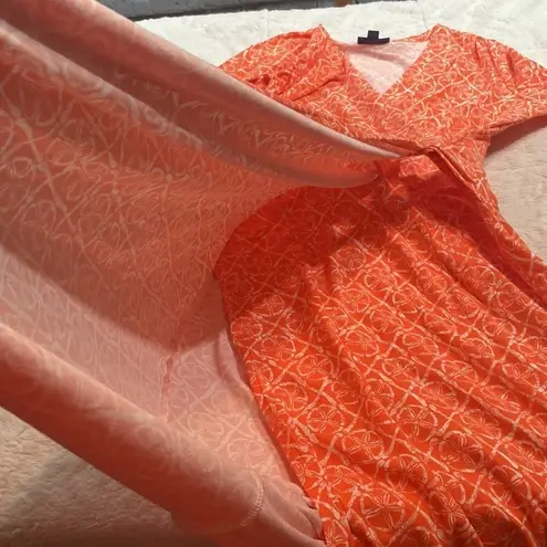 Pendleton faux wrap sand dollar tangerine orange dress size XS modal blend