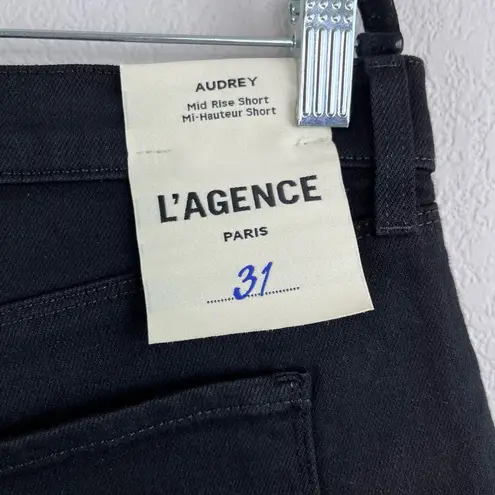 L'Agence L’Agence Audrey Mid Rise Raw Hem Jean Cutoff Shorts in Noir Black Size 31 NWT