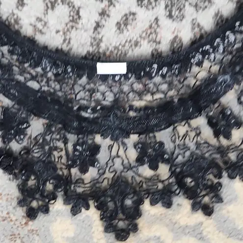 Vintage Nylon Beaded Shoulder Shawl Black