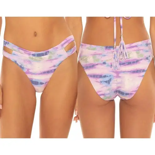 Isabella Rose Purple/Blue Tie Dye Split Strap Bikini Bottom, Medium Purple