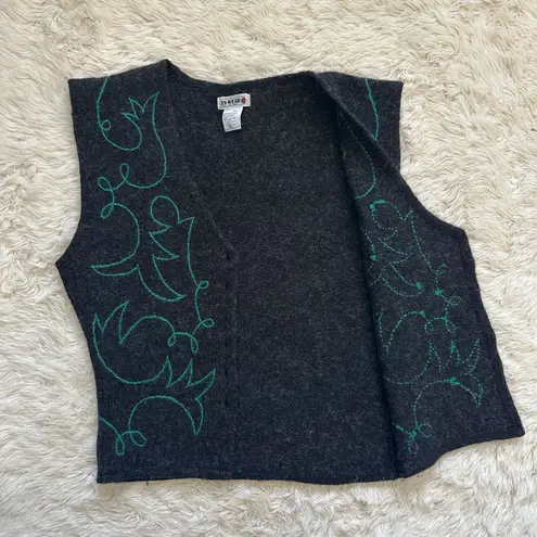 Vintage Sweater Vest InWear Design Kirsten Teisner 100% Shetland Wool Gray M Size M