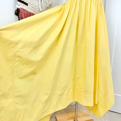 ALC Frank A.L.C. Adriana Smocked Handkerchief Cutout Cotton Midi Dress Yellow Sz 12 NWT