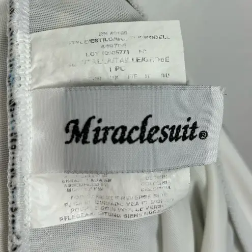 MiracleSuit Black/ Blue Dot V-Neck Double Strap One Piece Swimsuit Size 16