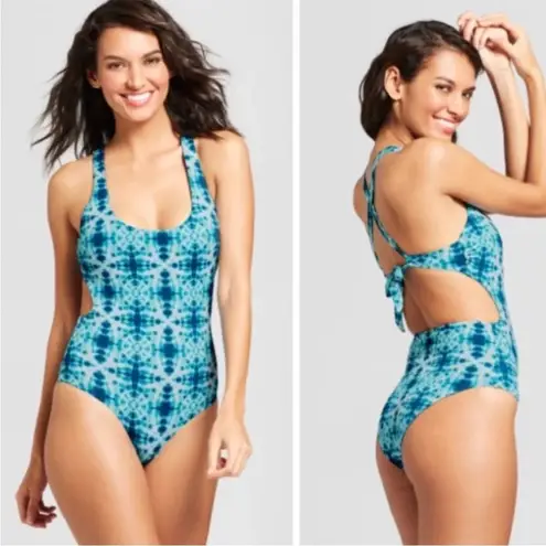 Tori Praver Seafoam Beach Blue Tie Dye Cheeky Women's One Piece. Size medium