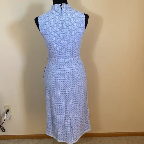 Eshakti Belted baby blue lace midi dress