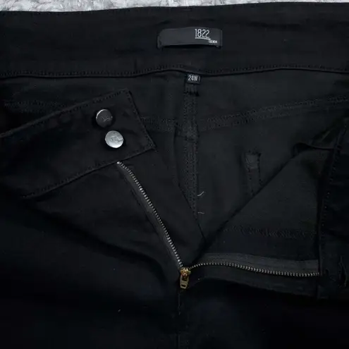 1822 Denim Crop Skinny Jeans Stretch Black Women's Plus Size 24W Re:Denim