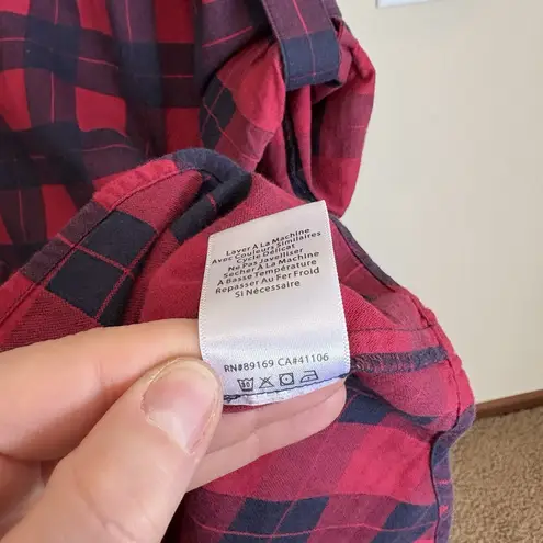 ATM Anthony Thomas Melillo Plaid Flannel Long Sleeve Shirt Dress Red Black Med