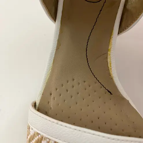 Life Stride Luna White Woven Raffia Heeled Sandals Womens 8.5