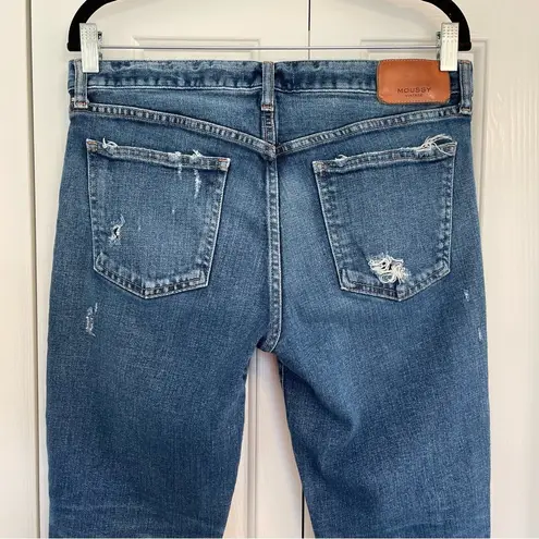 Moussy Vintage Glendale Mid Rise Skinny Distressed Jeans Sz 29 Raw Cut Hem Blue
