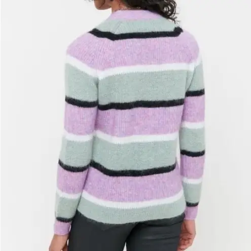 Veda Urban Outfitters Purple Green Striped Wool Mohair Blend Crewneck Sweater S