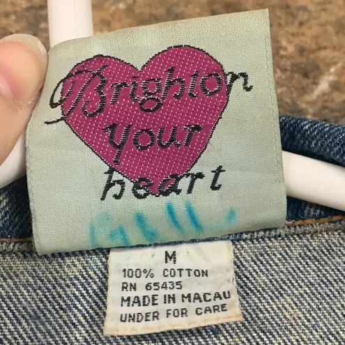 Brighton Y2K Blue Embroidered Patch Heart Denim  Jacket