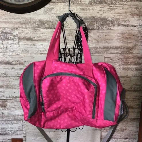 Thirty one duffel bag polka dot travel bag large thirty one bag pink and gray