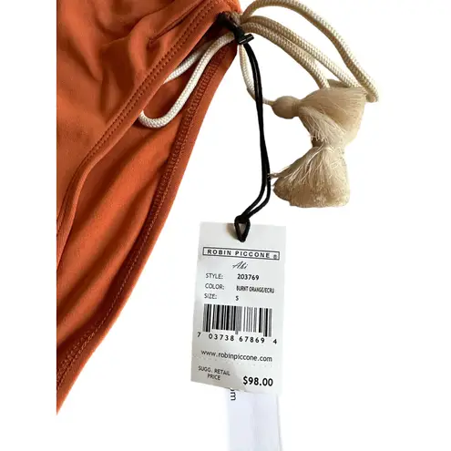 Robin Piccone Robin Piccone women's Abi burnt orange ecru bikini bottoms size Small NEW $98