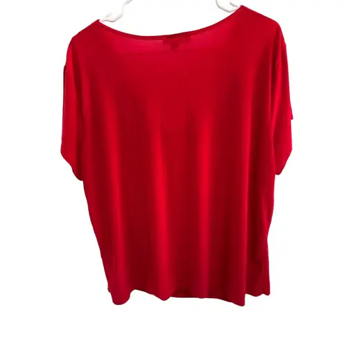 Carol Rose Red Cowl-Neck Short Sleeve Blouse (Size L)
