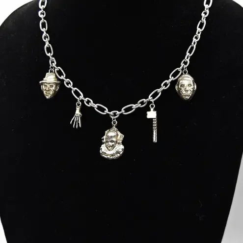Horror Icons Halloween Charm Necklace – IT & Freddy Krueger Silver