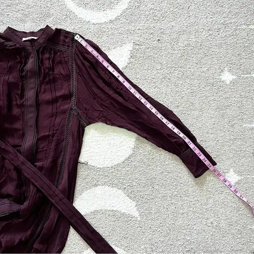 Reiss Harriet Belted Long Sleeve Burgundy Mini Dress Size 4