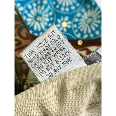 Vintage Y2K Avant Garde Beaded Babydoll Sleeveless Top Size M Coquette V Neck Green Size M