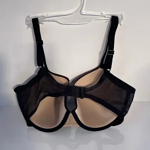 Wacoal Black Lace Overlay Tulle Balconette Bra 36DDD