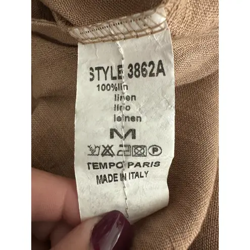 Tempo Paris 100% Linen Wide Leg Crop Jumpsuit Romper Size Medium