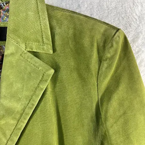 Colebrook Large Suede Leather Lime Green Jacket Women's Paisley Lined 2 Button