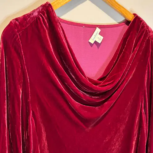 Sundance Ophelia Cranberry Red Velvet Cowl Neck Long Sleeve Top - size Medium