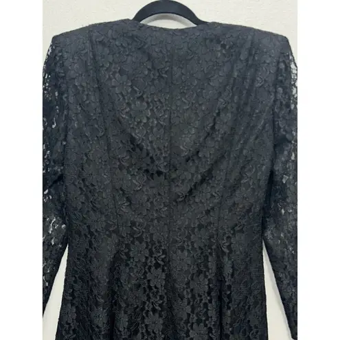 Vtg Gothic Dress 8 Halloween Black Floral Lace Sheer Sleeve Emo Wedding Union