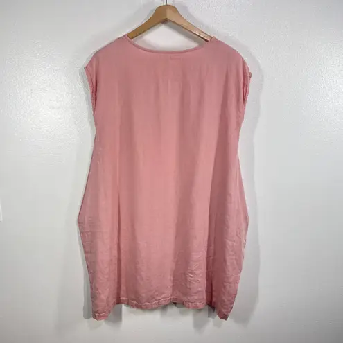 not PERFECT LINEN Pink Linen Tunic Dress Medium Oversized Sleeveless Minimalist Size undefined