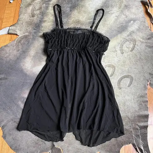 Intimissimi Black Mesh Teddy Slip Top With Sequined Hearts Size L - Image 3