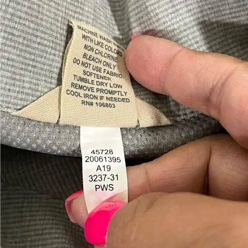 DULUTH TRADING CO SHIRT JACKET TUNIC DRAWSTRING WAIST WOMENS XL GRAY STRIP