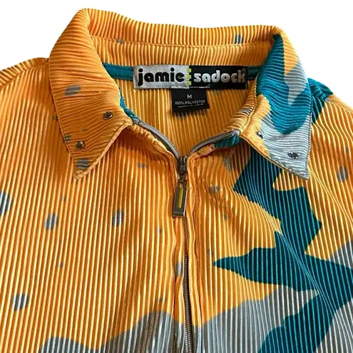 Jamie Sadock Plisse Pleated Top Shirt Stretch Abstract Golf Athletic Tennis Med Gray