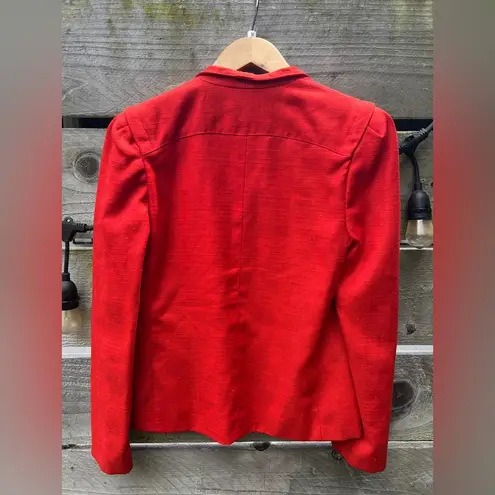 Peabody House Vintage Linen Open Blazer Orange Red Retro