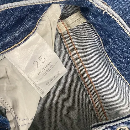 MOTHER THE INSIDER CROP STEP CHEW WASH DANCING ON COALS Hi Rise Kick Flare Ankle Blue Size 25