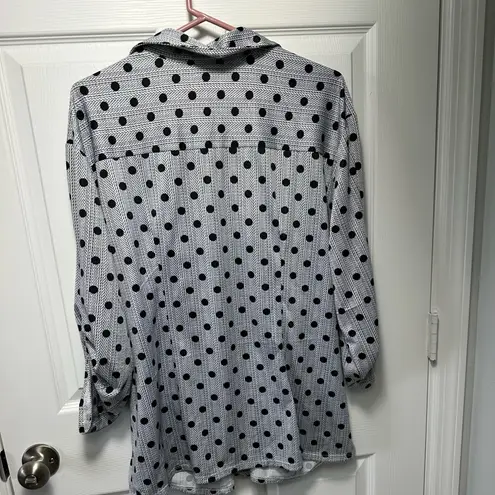 Ny Collection Black and White Polka Dot Blouse