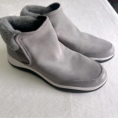 Vionic Norwood Leather Suede Women's Gray Winter Boots Size 10