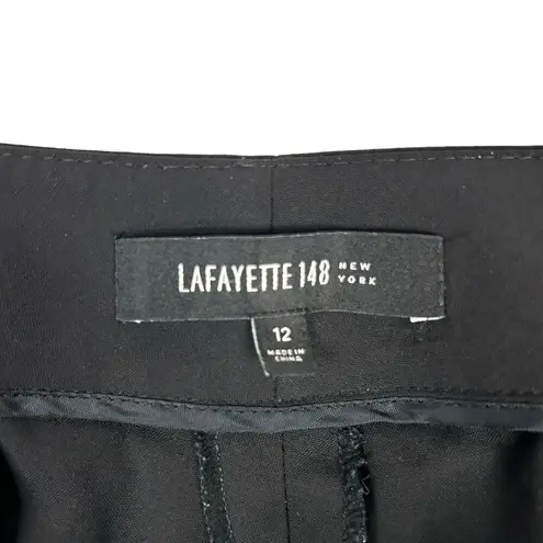 Lafayette 148  New York Size 12 High Rise Dalton Pants Wide Leg Wool Blend Black