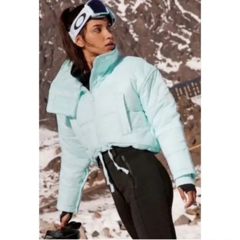 FP Movement High Frequency Cropped Puffer Jacket Coat Ski Snow Winter Large Blue