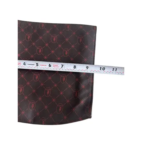 TRUSSARDI Brown Red Soft Leather Logo Pouch Bag