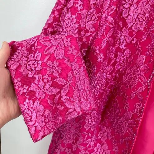 Vintage Womens M Pink Lace Beaded Jacket Feminine Romantic Barbie Glinda OOAK Size M