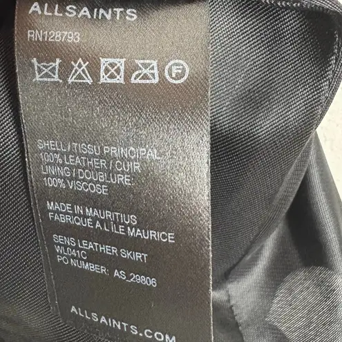 ALLSAINTS Womens Sens Leather A-Line Mini Skirt Full Rear Zip Black Size 2