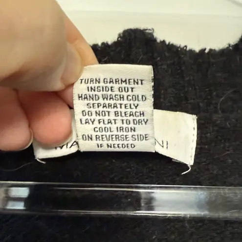 Magaschoni Black Burnout V-Neck Sweater Sz M Distressed Hem Witchy Indie Relaxed