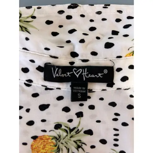 Velvet Heart White Pineapple Print Button Down - S