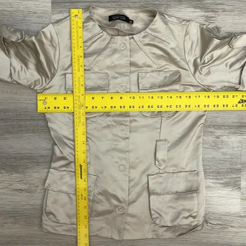 Ricky Freeman Rickie Freeman Teri Jon Beige Women's Silk Blend Short Sleeve Blouse Size 6