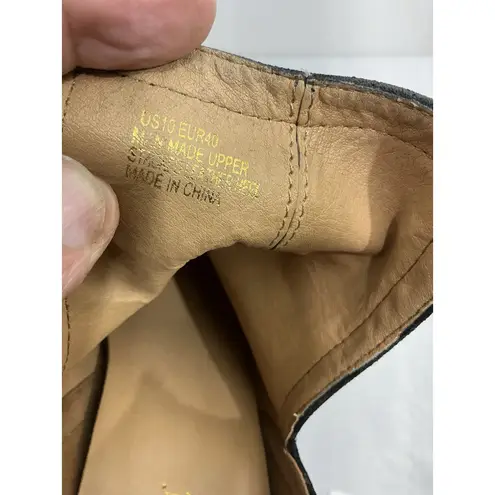 Womans A Rider Girl Mid Ankle Boots 10 Black Stacked Heel Dbl Cutout Toe Guard