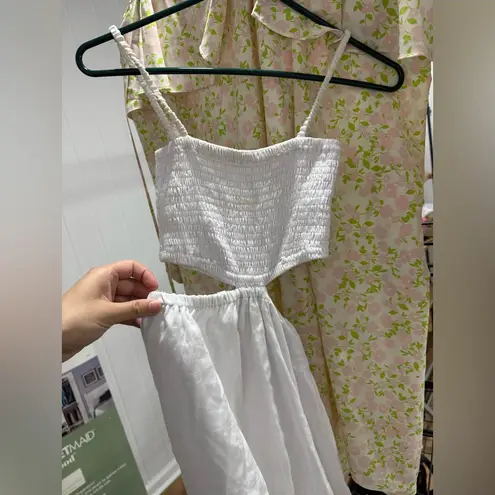 Faithfull the Brand Tayari cutout shirred linen midi dress