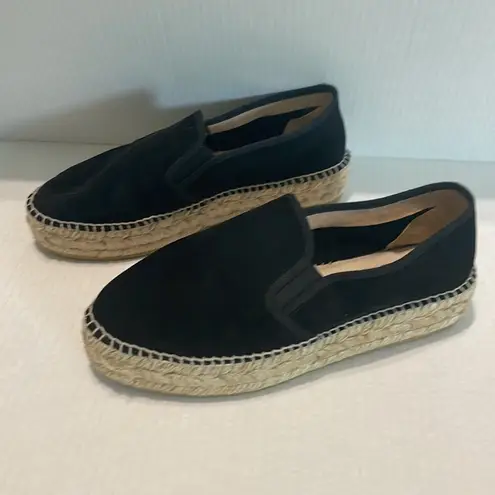 Anthropologie Gaimo Spain Platform Espadrilles Black Suede size 39