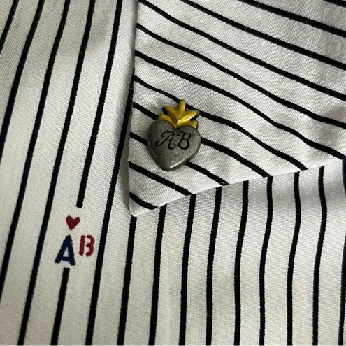 Scotch & Soda Cotton Shirt Stripes Hearts Pattern Flutter Sleeves Size Small